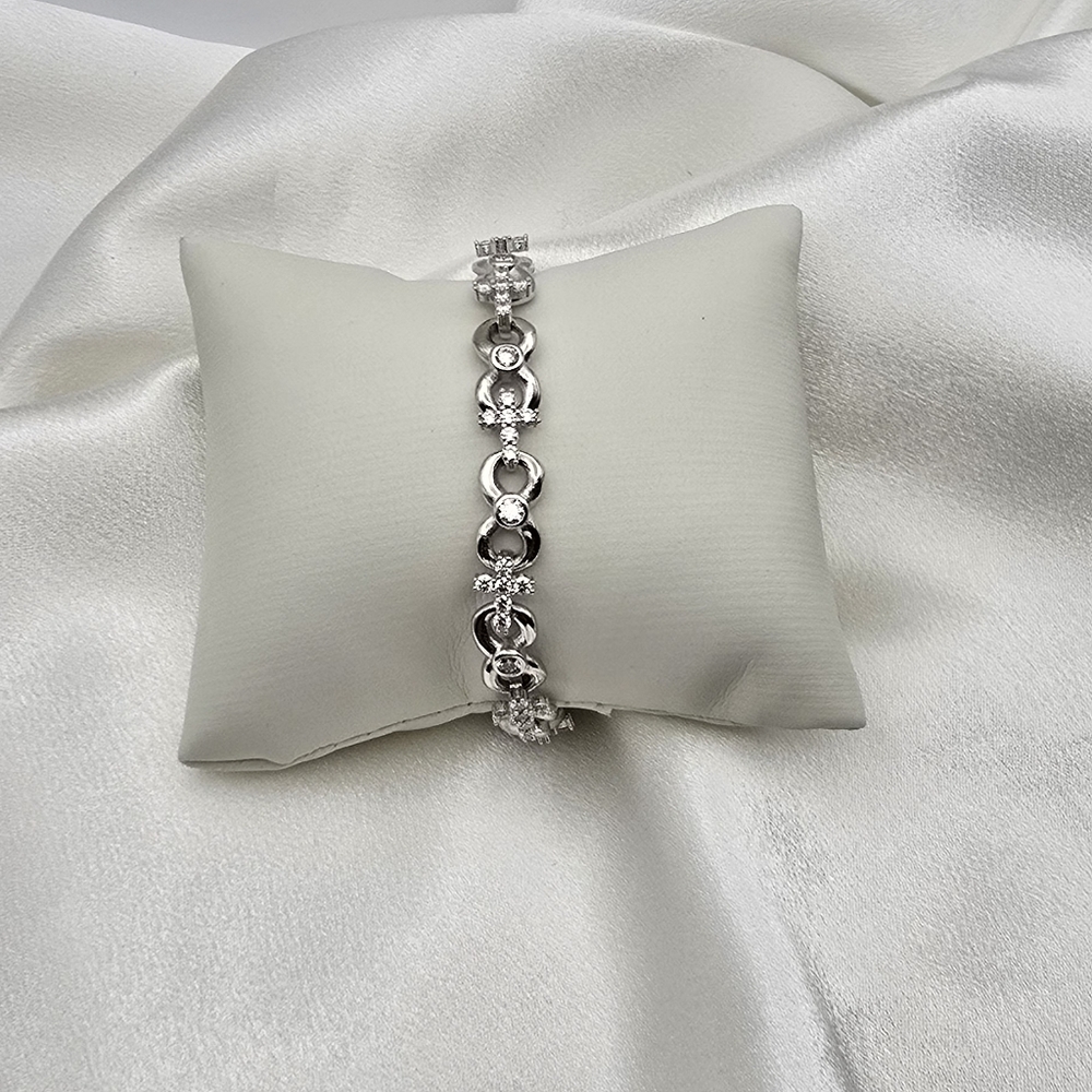 Luxury Moissanite Tennis Cross Sterling Silver Infinity Bracelet